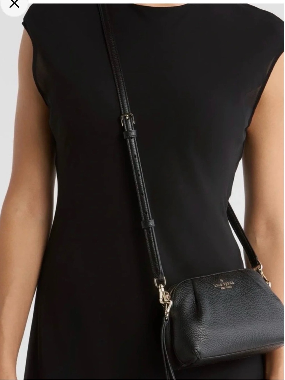 kate spade Dumpling Convertible Crossbody Bag - Black Pebbled Leather - Picture 6 of 11